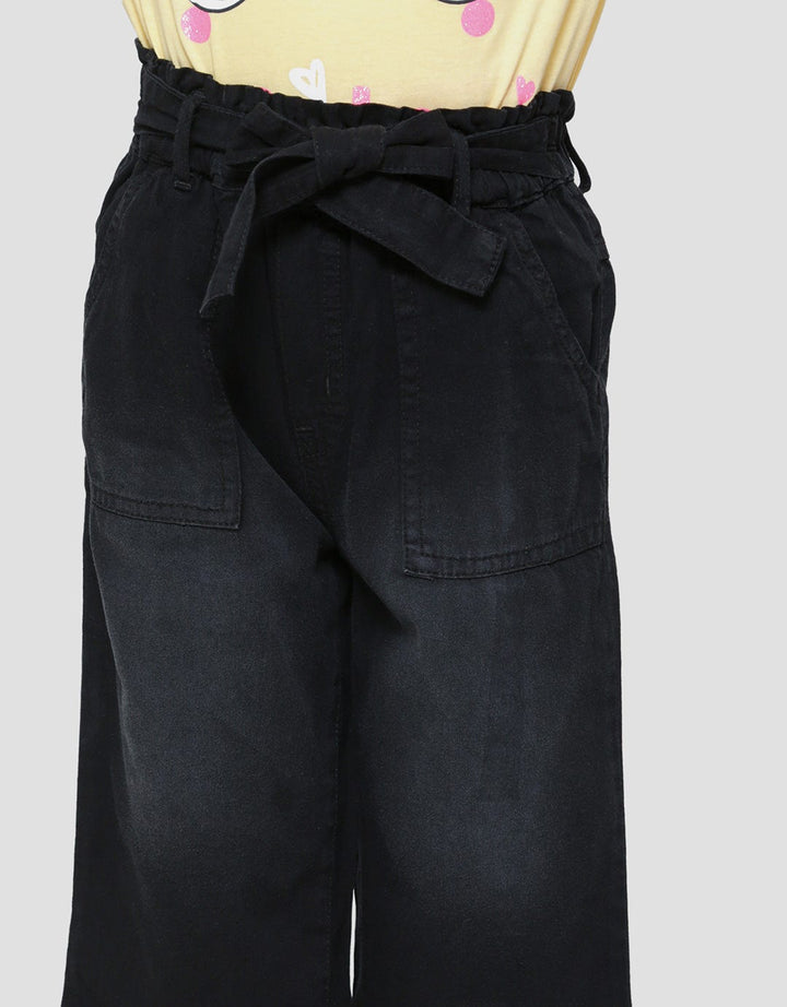 Little M Wide Leg Paperbag Belt Girls Culottes Pants