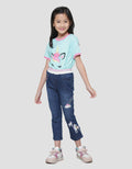 Little M Unicorn Embro Denim Jeggings for Girls