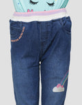 Little M Unicorn Embro Denim Jeggings for Girls