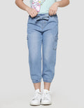 Little M Belt Ruffle Pockets Girls Jogger Pants