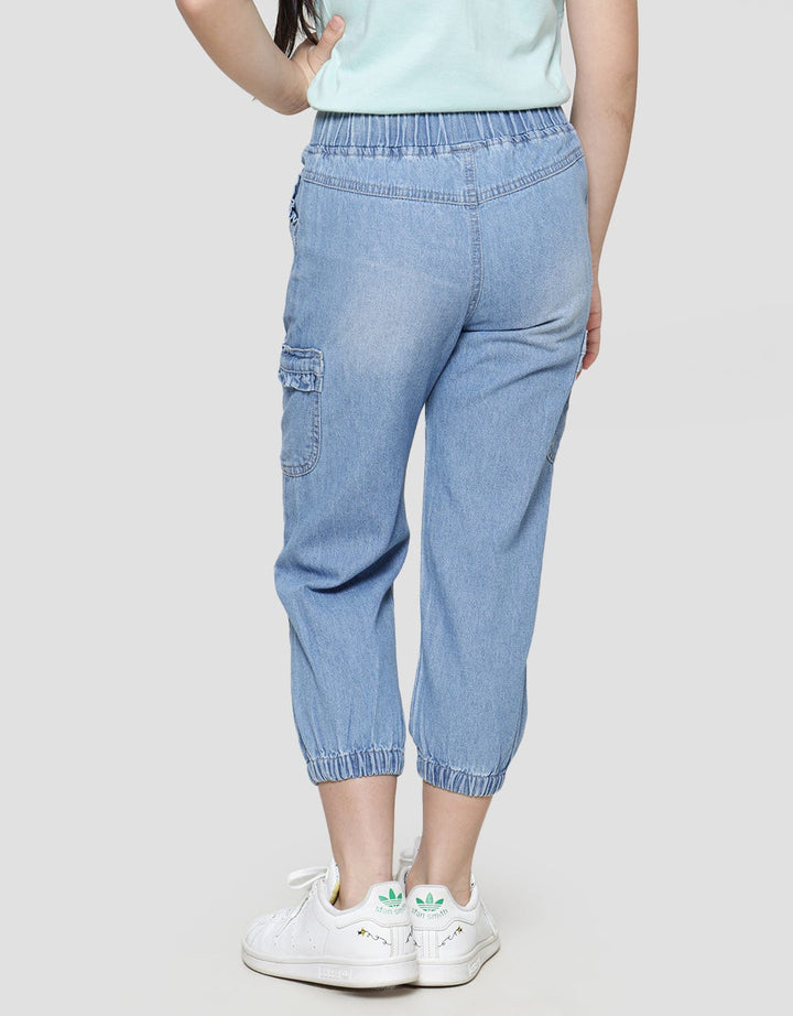 Little M Belt Ruffle Pockets Girls Jogger Pants