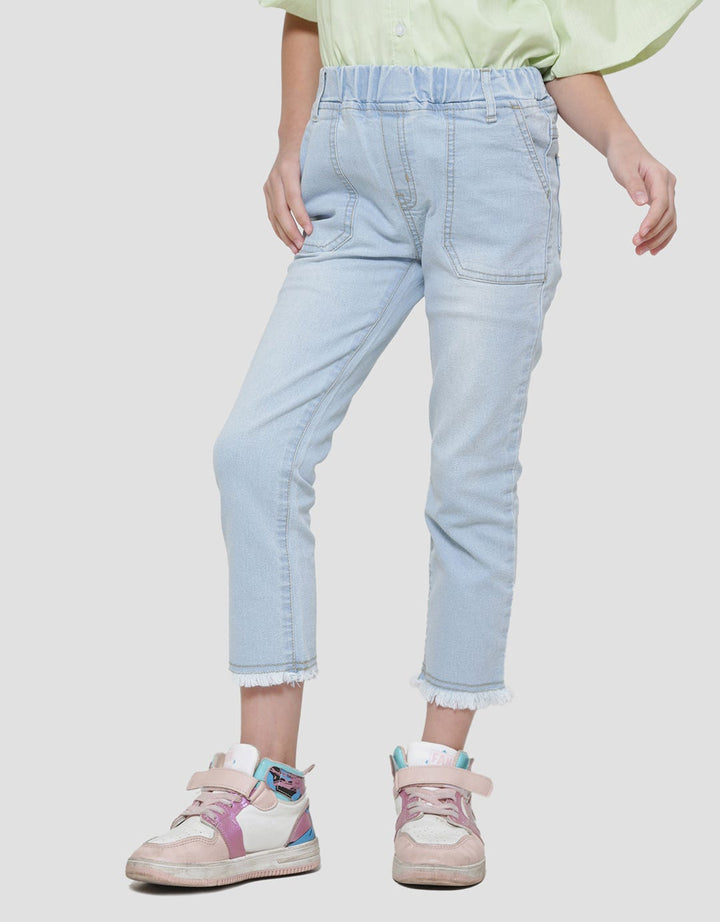 Little M Jegging Bawah Jeriwis Kantong Tempel Celana Denim Anak Perempuan