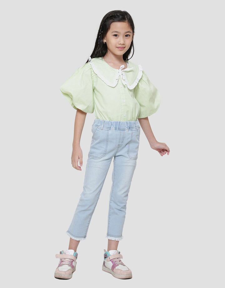 Little M Jegging Bawah Jeriwis Kantong Tempel Celana Denim Anak Perempuan