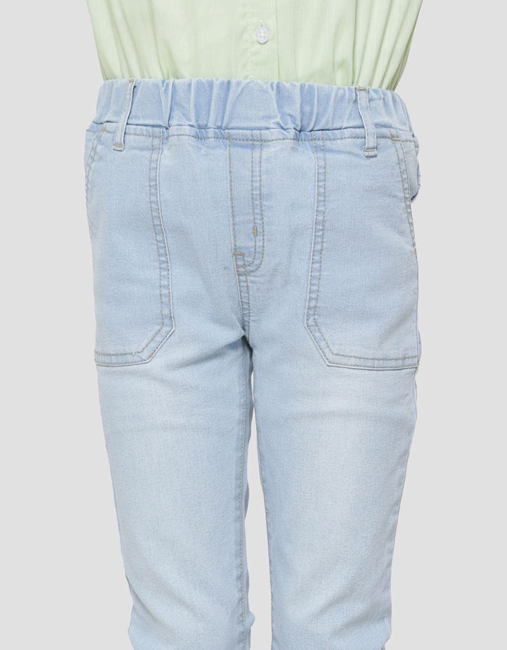 Little M Jegging Bawah Jeriwis Kantong Tempel Celana Denim Anak Perempuan