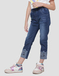 Little M Bordir Bawah Kucing Jegging Denim Anak Perempuan