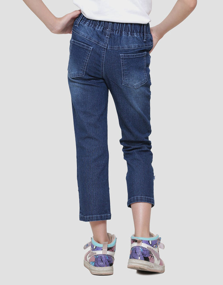 Little M Bordir Bawah Kucing Jegging Denim Anak Perempuan