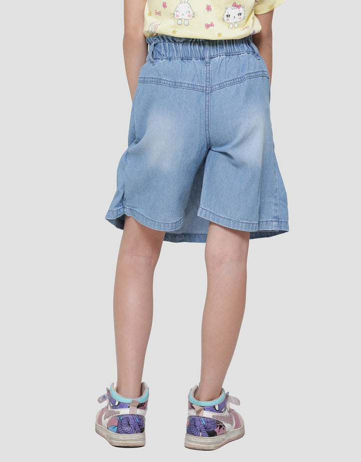 Little M Embroidered Pockets Mini Denim Skort Girls