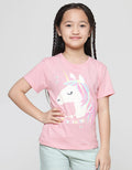 Little M Kaos Lengan Pendek Kepala Unicorn Anak Perempuan