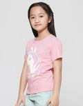 Little M Kaos Lengan Pendek Kepala Unicorn Anak Perempuan