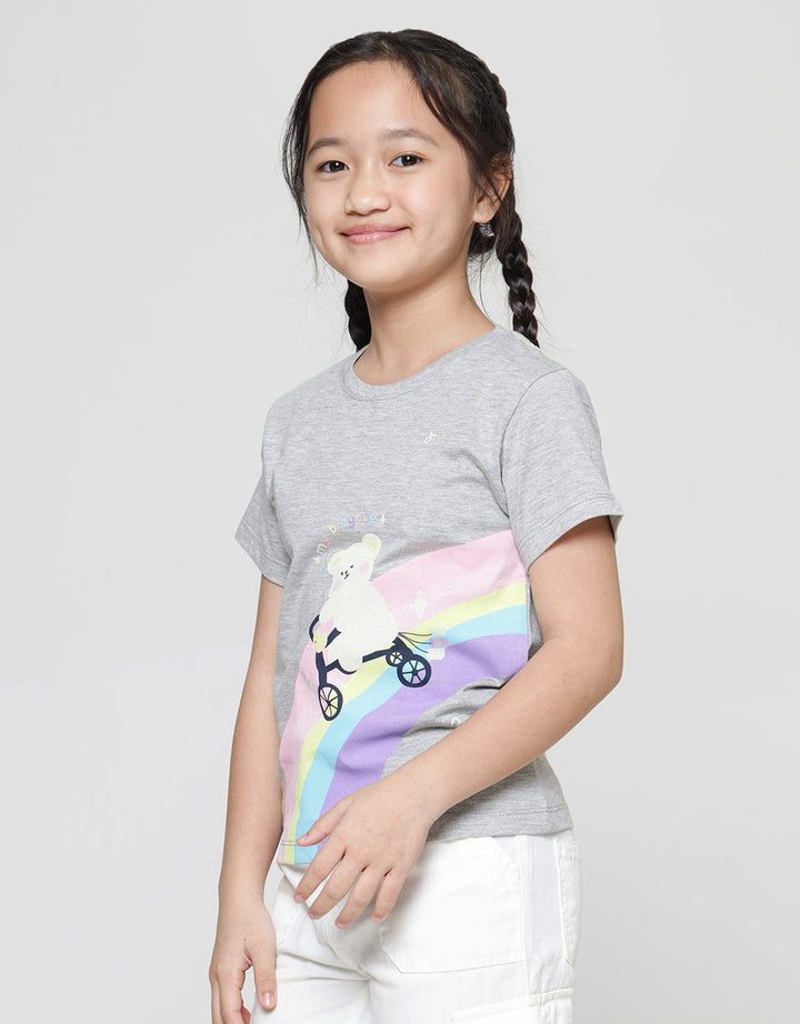 Little M Rainbow Bear Kaos Lengan Pendek Anak Perempuan