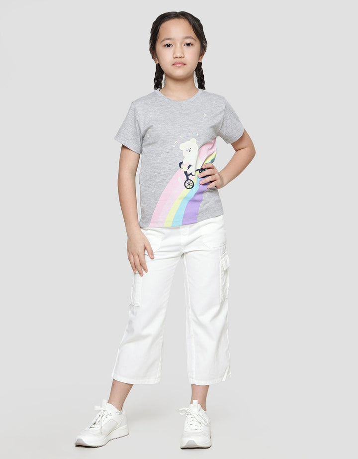 Little M Rainbow Bear Kaos Lengan Pendek Anak Perempuan