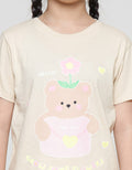 Little M Bear Flower Girls Short Sleeve T-shirt