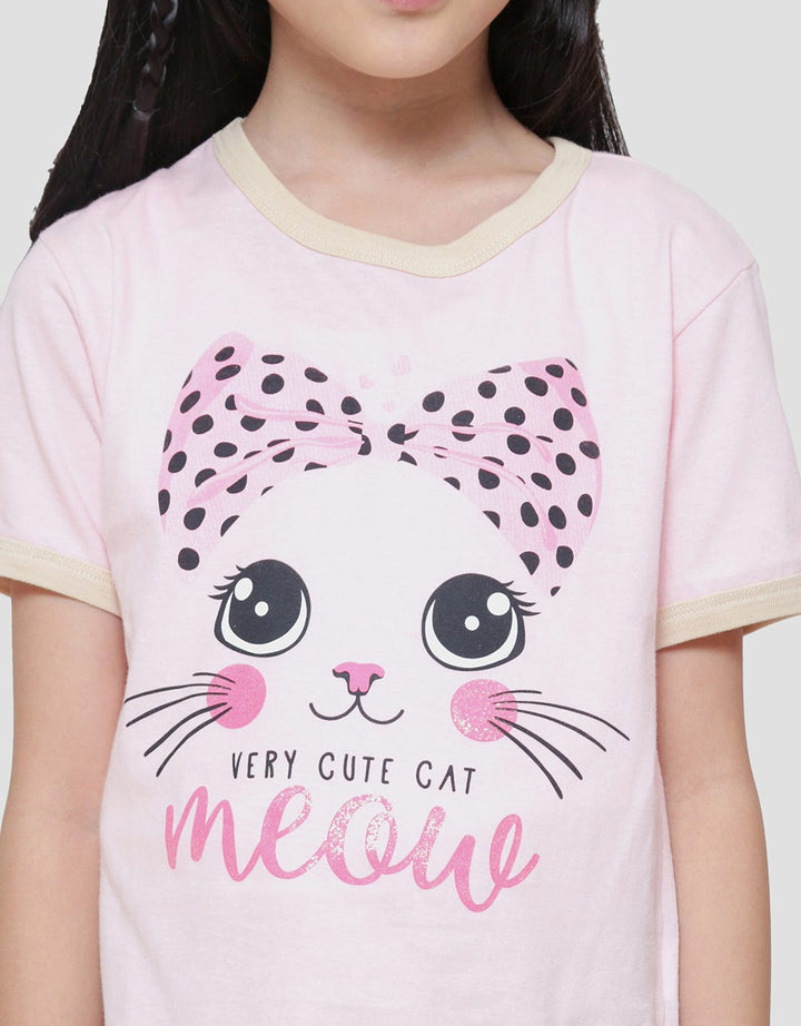 Little M Cat Bus Kaos Anak Perempuan