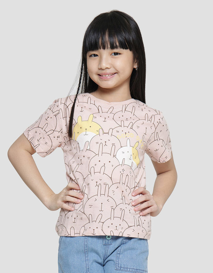 Little M Line Bunny Kaos Lengan Pendek Anak Perempuan