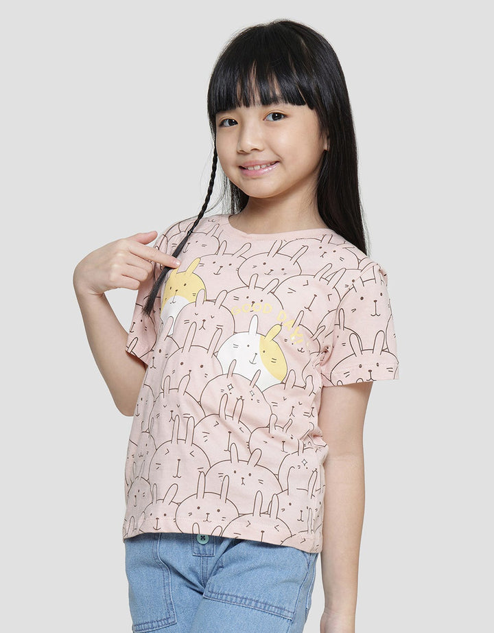 Little M Line Bunny Kaos Lengan Pendek Anak Perempuan