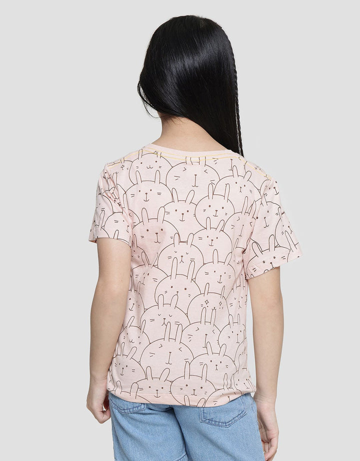 Little M Line Bunny Kaos Lengan Pendek Anak Perempuan