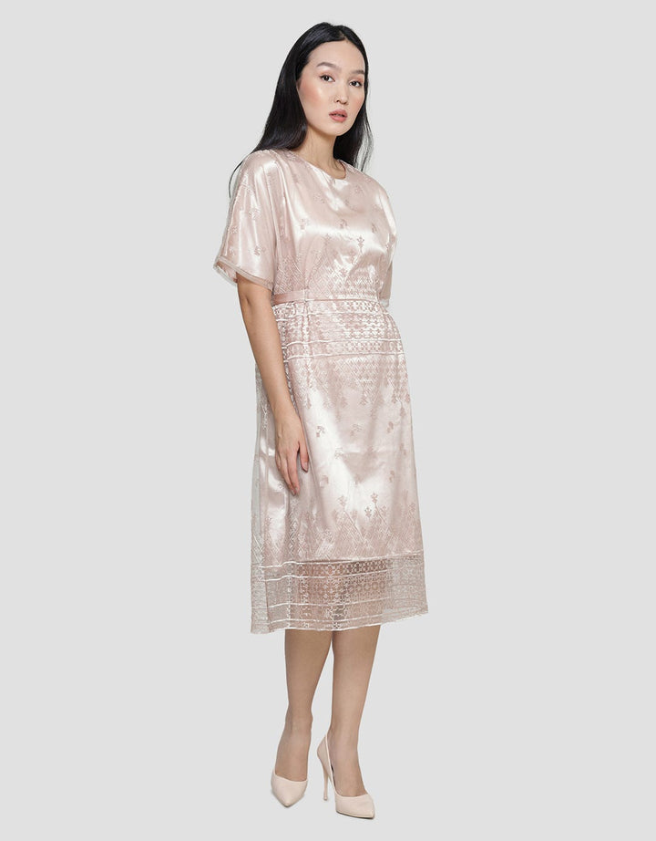 Connexion Women's Short Sleeve Tulle Midi Dress