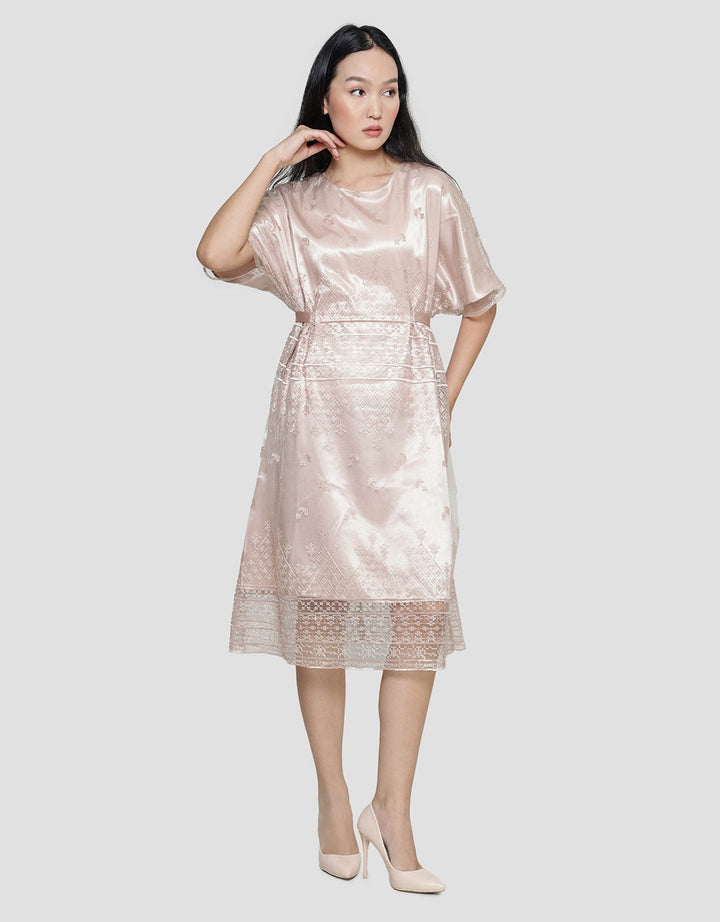 Connexion Women's Short Sleeve Tulle Midi Dress