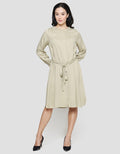 Connexion Rayon Midi Dress Lengan Panjang Wanita