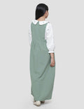 Sweet Miss Fake 2Pcs Krah Bordir Bunga Maxi Dress Anak Perempuan