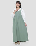 Sweet Miss Fake 2Pcs Krah Bordir Bunga Maxi Dress Anak Perempuan