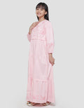 Sweet Miss Embroidery Front Button Maxi Dress for Girls