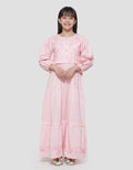 Sweet Miss Embroidery Front Button Maxi Dress for Girls