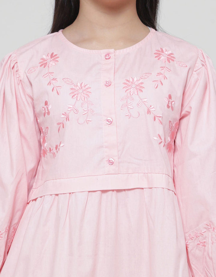 Sweet Miss Embroidery Front Button Maxi Dress for Girls