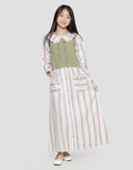 Sweet Miss Fake 2 Pcs Polosan Komb Salur Maxi Dress Anak Perempuan