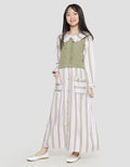 Sweet Miss Fake 2 Pcs Polosan Komb Salur Maxi Dress Anak Perempuan