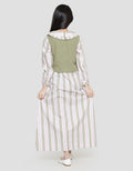 Sweet Miss Fake 2 Pcs Polosan Komb Salur Maxi Dress Anak Perempuan