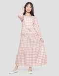 Sweet Miss Maxi Dress Lengan Panjang Modest Anak Perempuan Print Kotak