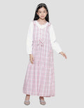 Sweet Miss Overall Box Combination Plain Maxi Dress for Girls