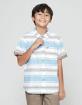Aero Blue Brown Striped Koko Shirt for Boys