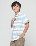 Aero Blue Brown Striped Koko Shirt for Boys