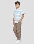 Aero Blue Brown Striped Koko Shirt for Boys