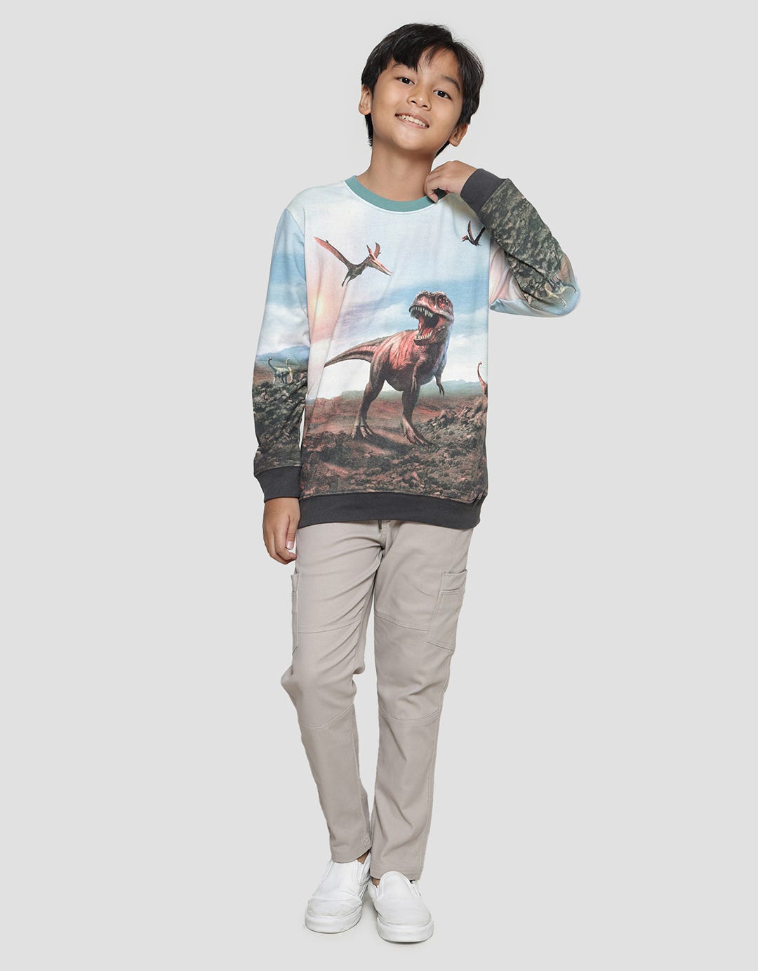 Aero Dino Print Sweater Anak Laki-laki