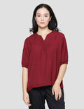 St. Yves Vneck And Shirring Gynela Crushed 3/4 Women's Blouse