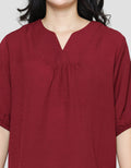 St. Yves Vneck And Shirring Gynela Crushed 3/4 Women's Blouse