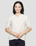 St. Yves Vneck And Shirring Gynela Crushed 3/4 Women's Blouse