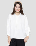 St. Yves Skoder Linen Slb Rneck Pleat Chest Blouse Women