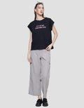 Nevada Print Life Is Too Short Kaos Lengan Pendek Wanita