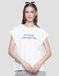 Nevada Print Life Is Too Short Kaos Lengan Pendek Wanita
