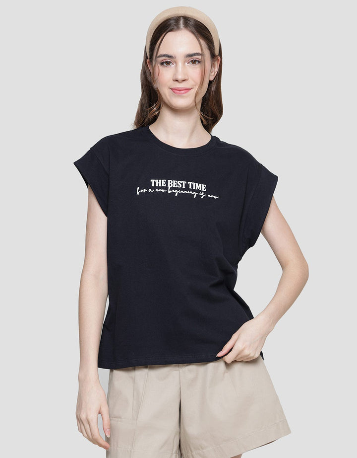 Nevada Print The Best Time Kaos Lengan Pendek Wanita