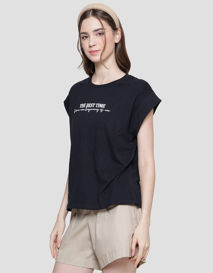 Nevada Print The Best Time Kaos Lengan Pendek Wanita
