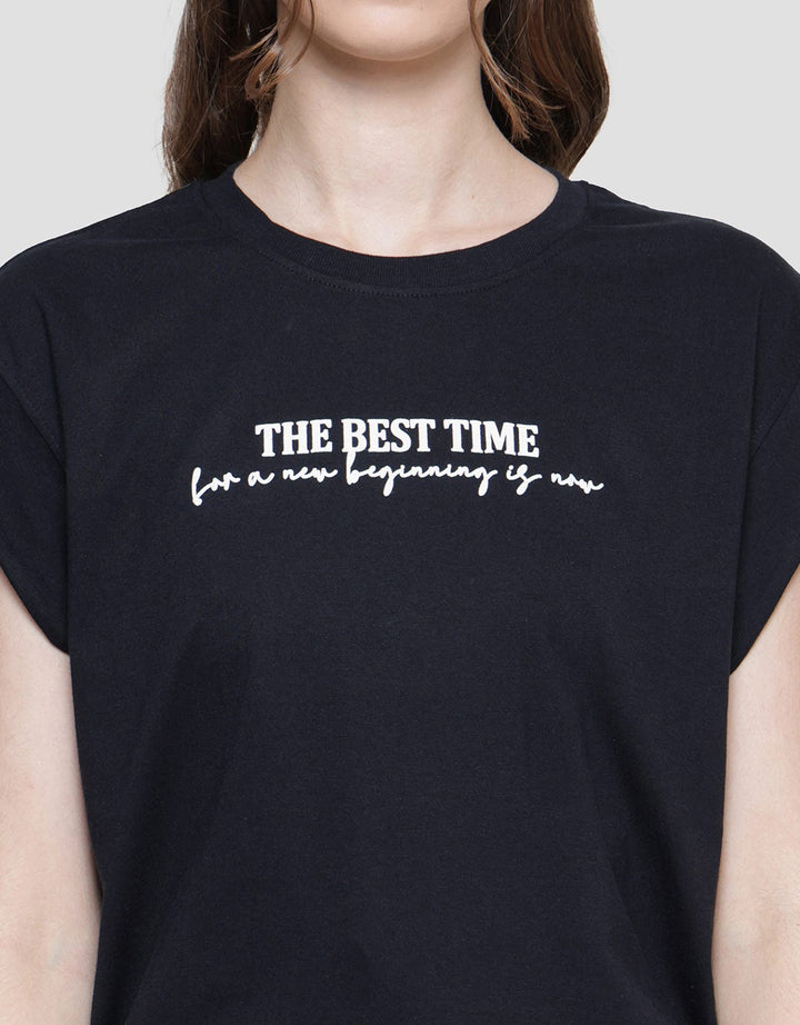 Nevada Print The Best Time Kaos Lengan Pendek Wanita