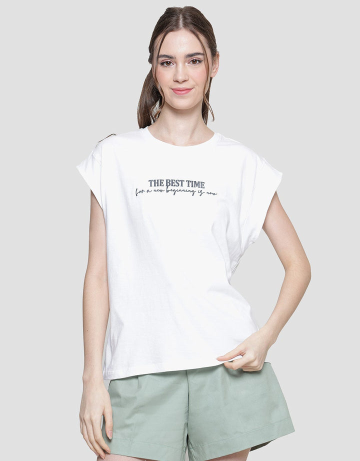 Nevada Print The Best Time Kaos Lengan Pendek Wanita