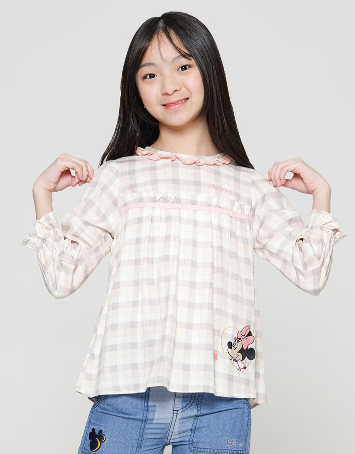 Disney Checker Minnie Kemeja Anak Perempuan