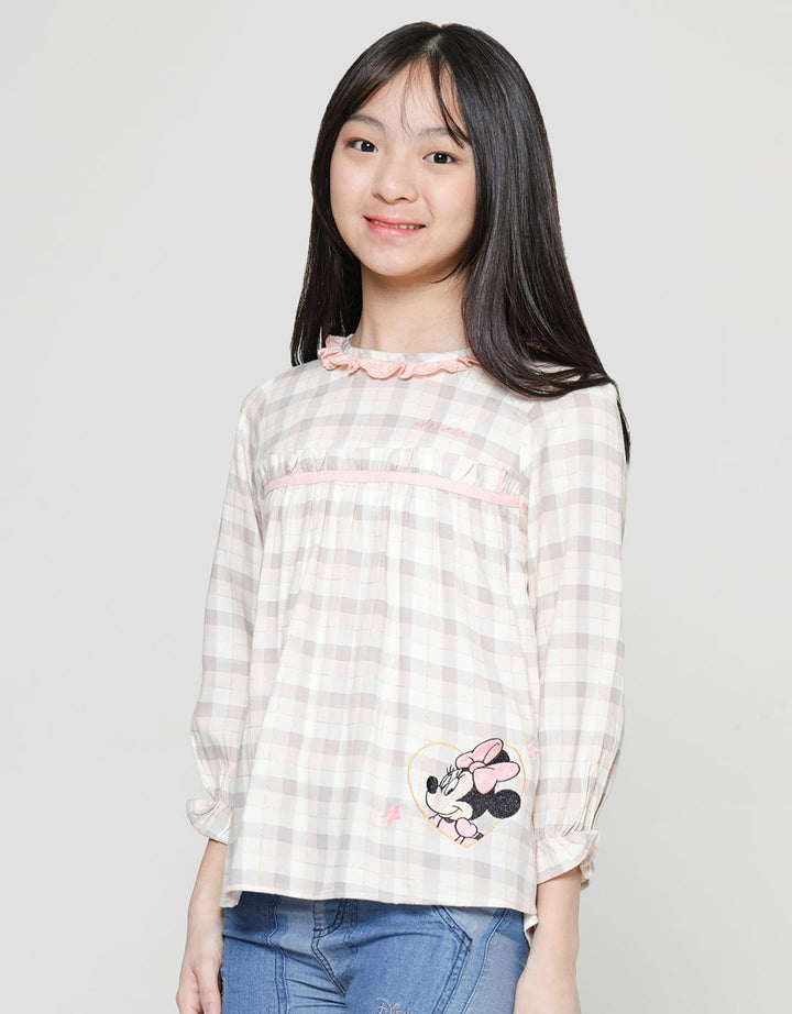 Disney Checker Minnie Kemeja Anak Perempuan