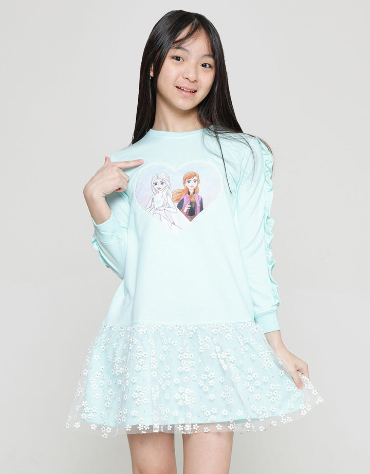 Disney Apl Love Frozen Midi Dress Lengan Panjang Anak Perempuan